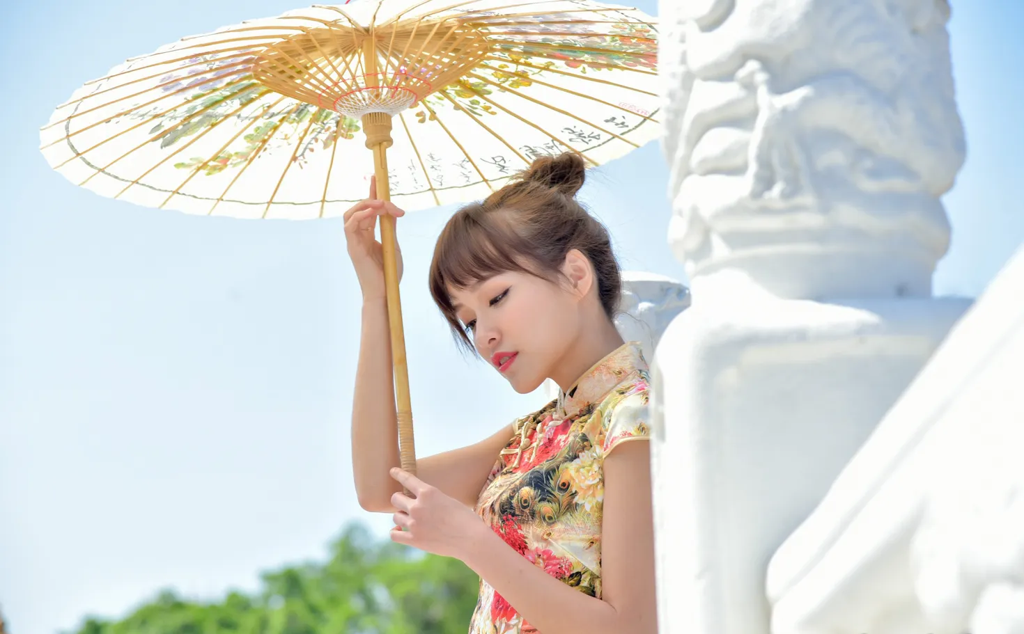 [Mzsock] NO.189 Miao Wanyu floral short cheongsam with high heels and beautiful legs street photography#[68P]-16